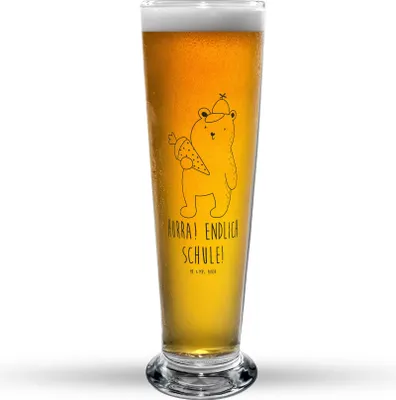 Produktbild von Mr. & Mrs. Panda Weizenbier Glas Bär Schultüte - Transparent - Geschenk, Grundschule, Bierglas, Mr Mrs Weizenglas, Schulanfang, Bier, Weizen, Einschulung, Schulbeginn