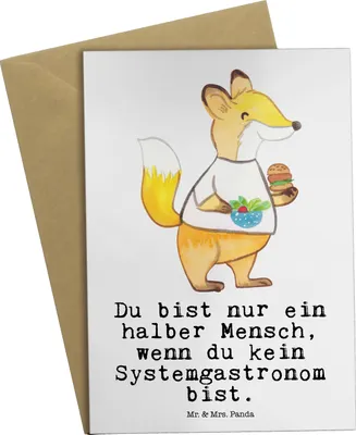 Produktbild von Mr. & Mrs. Panda Grußkarte Systemgastronom Herz - Weiß - Geschenk, osterkarten, hochzeitskarten, osterkarte, weihnachtskarten, dankeskarten, einladungskarten