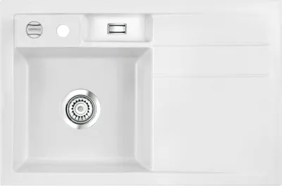 Produktbild von Spüle KeraDomo BELA 78 in POLAR - Becken links mit Excenterbedienung / Systemceram / Keramikspüle