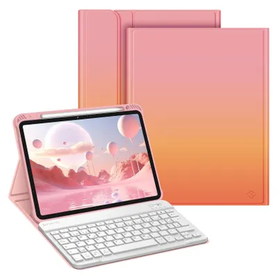 Produktbild von FINTIE Hülle mit Tastatur für iPad Air 11 Zoll M4/M3/M2 (2026/2025/2024), iPad Air 5./4. Gen 10,9 Zoll, TPU Rückschale Schutzhülle mit Stifthalter, magnetisch Abnehmbarer QWERTZ Keyboard, Champagner