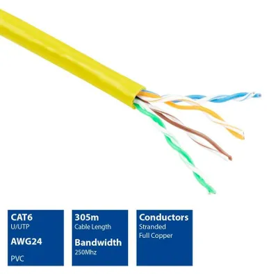 Produktbild von ACT 305m Cat6 Cable, 305 m, Cat6, Gelb