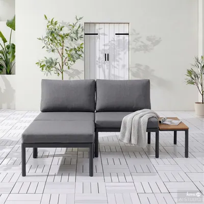 Produktbild von home24 Loungeset - 3-teilig - Aluminium - Grau