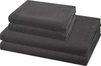 Produktbild von Ross Pique 2 X Handtuch 2 X Duschtuch im Set Piqué Frottier aus Baumwolle 520 g/m², Saugstark weich pflegeleicht trocknergeeignet, Gewebte Bordüre mit gesticktem Emblem
