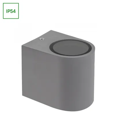 Imagen del producto de Spectrum, aplique de pared exterior, color gris, modelo Parete, protección IP54, máximo 6W, casquillo GU10, sin bombilla incluida