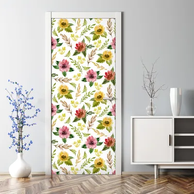 Produktbild von Dekorative Türposter Klebefolie selbstklebend Wandaufkleber  Feldblumen Vintage 77 x 200 cm