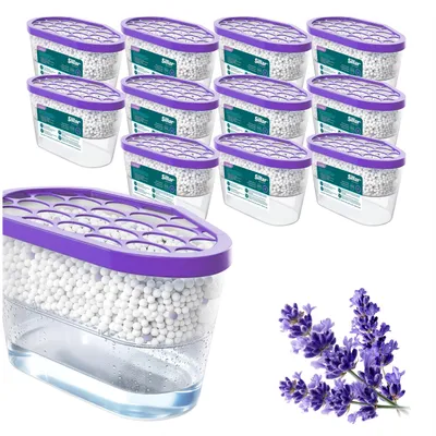Immagine prodotto di Deumidificatore Sillar da 600 ml, profumo di lavanda, confezione da 12 – Assorbitore di umidità per bagno e armadi