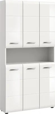 Produktbild von Stauraumschrank >Ice< in Weiß / Weiß Hochglanz - 90x185x30cm (BxHxT)