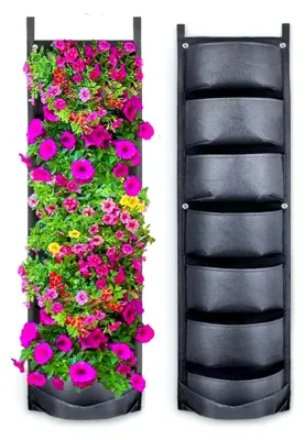 Produktbild von 7-Taschen Pflanztaschen für vertikales Pflanzenwachstum, hängende Wandpflanzer, wasserdichte Gartentasche für Balkon und Heimdekoration