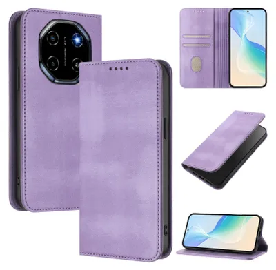 Image de Housse de téléphone portable pour Blackview Shark 6, Vintage Cuir RFID Protection Porte-carte Stand Fonction Housse magnétique à rabat Violet