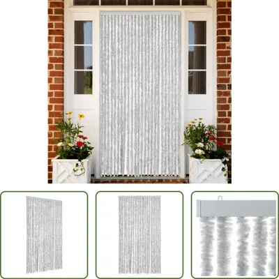 Zdjęcie produktu dla The Living Store Zasłona Muchowa Szara 100x220 cm Szenilowa