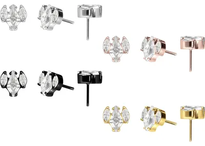 Produktbild von Piercing-Zubehör Titan Aufsatz mit Push Pin KRISTALLSCHILD + KRISTALLOVALE