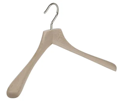 Image de Ensemble de 12 cintres en bois de hêtre naturel, longueur 45 cm