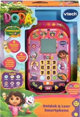 Obrázok produktu pre VTech Dora Ontdek & Leer Smartphone, 3 rok / roky, Zvukové efekty, Funkcie rozprávania, Vyžadované batérie, AA, Plast