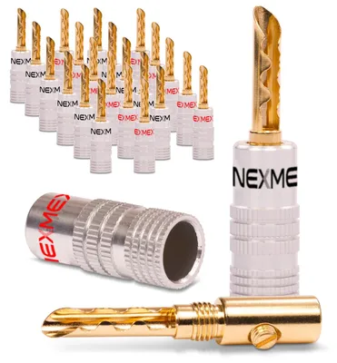 Produktbild von 24x Hohl Bananenstecker NEXMEX High End Banana 24K vergoldet Stecker Tube Kabel
