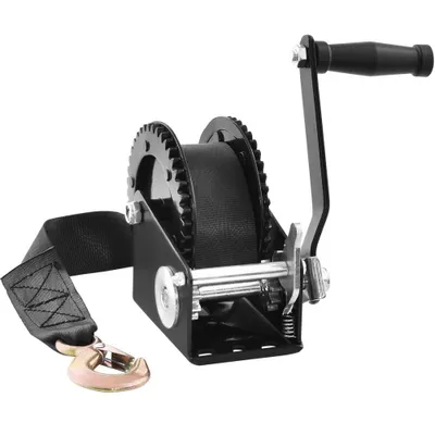 Immagine prodotto di Verricello a cavo 907,1 kg - Verricello manuale a cavo - Verricello per barca a 2 vie con cricchetto/1 velocità - Verricello a cinghia con impugnatura ergonomica - Verricello manuale a cavo Verricello per veicoli e imbarcazioni - Cinghia in poliestere da 7 m - 208x105x151mm