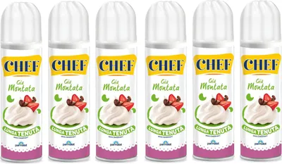 Produktbild von 6x Parmalat Chef Panna Süßwaren Produkt auf Basis von Sahne Creme-Spray Sprühdose 250g,Schlagsahne Frei von Konservierungsstoffen + Italian Gourmet Polpa 400g Dose