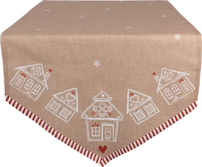 Produktbild von Clayre & Eef Tischläufer 50x160 cm Braun Baumwolle Lebkuchenhaus