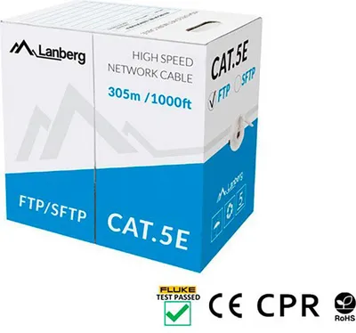 Zdjęcie produktu dla Lanberg LCS5-11CU-0305-S, 305 m, Cat5e, S/FTP (S-STP), Szary