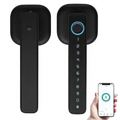 Produktbild von Elektronisches Smart Lock 5 in 1 Fingerprint Türschloss mit Tuya App, Passwort, RFID Karte, App Fernzugriff und Schlüssel