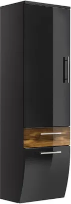 Produktbild von Badezimmer Hochschrank Hochglanz anthrazit, Walnuss, TALONA-02 B x H x T: ca. 40 x 134,5 x 30 cm