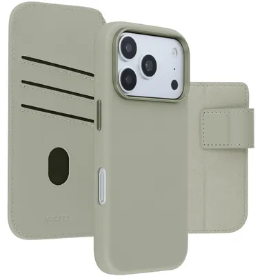 Imagen del producto de Funda tipo libro 2 en 1 de cuero para iPhone 18 Pro Max / 17 Pro Max con MagSafe, color gris claro