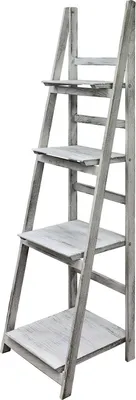 Produktbild von Regal Leiterregal Holz Wandregal Bücherregal für Küche Wohnzimmer Badezimmer Bilderrahmen 4 x Ablagen für Deko Bilderrahmen Pflanzen in  Kingpower