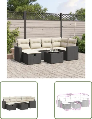 Produktbild von The Living Store 7-tlg. Garten-Sofagarnitur mit Kissen Schwarz Poly Rattan