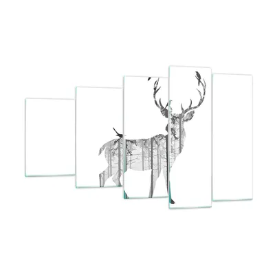 Produktbild von Bilder auf glas - Hirsch Herbst Wald Illustration - 100x60cm - Glasbilder - Wandbilder - Kunstdruck - zum Aufhängen bereit - Wanddekoration aus Glas - Glas Bilder - Wandbild auf Glas - GEG100x60-3159