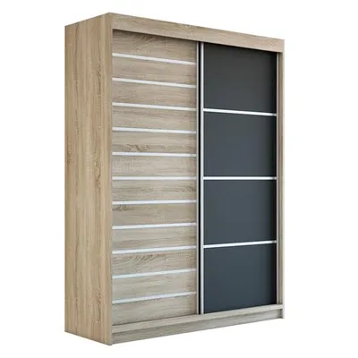 A wardrobe with sliding doors.