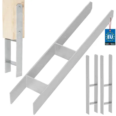 Obrázek produktu pro KOTARBAU® 2 ks. Podpěra H-sloupku pro osazení do betonu 100 mm / 600 mm H-kotva z pozinkované oceli stříbrná kotva sloupku kotevní boty nosníku patka sloupku s kotvou do betonu ocelový nosník ocelová kotva