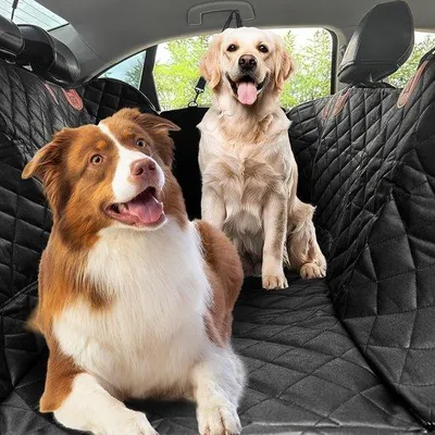 Produktbild von Auto-Hundedecke mit harten Boden, wasserdicht, kratzfest, universelle Kofferraummatte mit erhöhten und verbreiterten Seitenflügeln, 133 x 43 cm, für alle Autos, schwarz