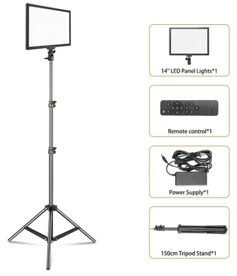 Obrázok produktu pre LED video svetlo, nastaviteľná intenzita svetla, kompaktný dizajn, statív s výškou 150 cm