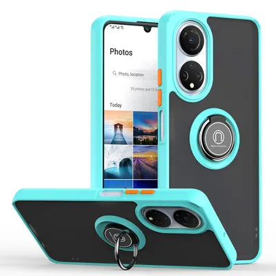 Immagine prodotto di Custodia per Honor X7 in TPU traslucido opaco con supporto ad anello e supporto Blu