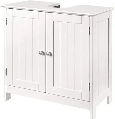 Produktbild von Waschbeckenunterschrank,Unterschrank,Badezimmerschrank mit 2 Türen, Badschrank Badregal Waschtisch Holz Weiß Bad waschbecken 60 x 60 x 30 cm