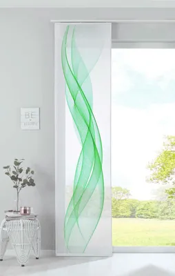 Produktbild von Schiebegardine Flächenvorhang »Izmir« HxB 245x60 cm Welle Grün Voile Halbtransparent Paneelwagen Beschwerungsstange, 2022400