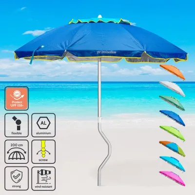 Produktbild von Sonnen Strandschirm Girafacile Aluminium uv Schutz Angeln 200 cm Afrodite - Blau