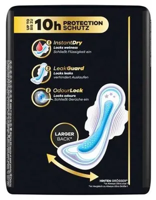 Obrázok produktu pre Balenie 6 kusov Always Ultra, vložky pre stredné menštruačné cykly (veľkosť 4) s krídlami, celkom 36 kusov