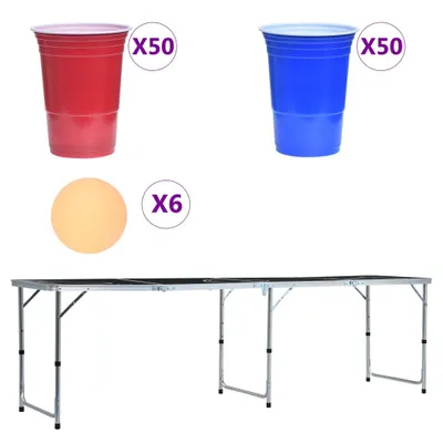 Produktbild von vidaXL Bier-Pong-Tisch mit Tassen und Bällen Klappbar 240 cm