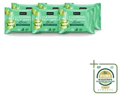 Produktbild von 6 x Sence Aloe Vera Gesichtsreinigungstücher - 20 Stück - Vorratspackung - 6 Stücke