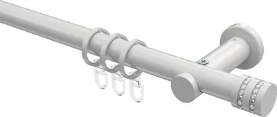 Produktbild von Interdeco Gardinenstange / Vorhangstange Weiß, Typ Platon Estana (Glitzerkappe), 20 mm Ø 1-läufig, 480 cm