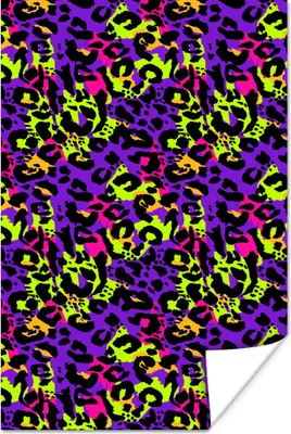 Produktbild von MuchoWow® Poster Pantherdruck - Neon - Regenbogen 80x120 cm - Papierdruck