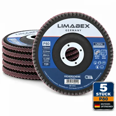 Produktbild von Fächerscheiben 125 mm Holz Metall P80 Lamellenscheiben 5 Stück