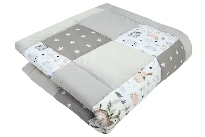 Produktbild von Medi Partners Krabbeldecke für Baby Spielmatte 100% Baumwolle Krabbelmatte - 120x120cm (Hirsch in Blättern)