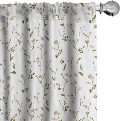 Produktbild von ABAKUHAUS Blumen Vorhänge, Gardinen, Verbreiten Sie Layout-Wiesen-Blumen zufällig in der wilden Natur-Töne auf Plain Kulisse, 2 Stück 75 x 175 cm, Mehrfarbig Weiß