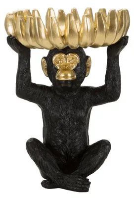 Produktbild von Mauro Ferretti Deko Schale Affe schwarz gold glänzend 23x31,5 cm