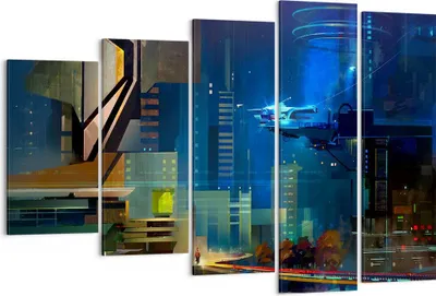 Produktbild von Bild auf Leinwand - Leinwandbild - Fantasie Stadt - 150x100cm - Wand Bild - Wanddeko - Wandbilder - Leinwanddruck - Bilder - Kunstdruck - Wanddekoration - Leinwand bilder - Wandkunst - EG150x100-3890