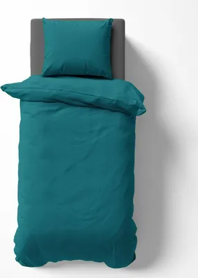 Produktbild von 4 teilige Uni Bettwäsche 135x200 cm Mikrofaser Petrol Türkis Bettbezug Garnitur Set