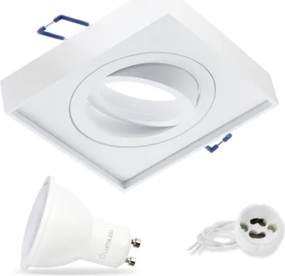 Produktbild von LUMILED LED Einbauleuchte schwenkbar inkl. 6 Watt Leuchtmittel GU10 Fassung Einbaustrahler Warmweiß 3000K Deckeneinbaustrahler eckig weiß Spot 230V Aluminium 120° Abstrahlwinkel Downlight