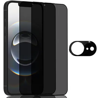 Produktbild von 2-Pack iPhone 16E Displayschutzfolie Privacy & 1-Pack Kameraschutz - Gehärtetes Glas 9H - Super Qualität 3D