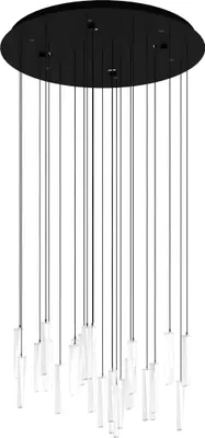 Produktbild von EGLO LED Hängelampe Sardenara, Pendelleuchte Esstisch, Deckenlampe hängend dimmbar, Stahl in schwarz, Glas mit Lufteinschlüssen in klar, warmweiß